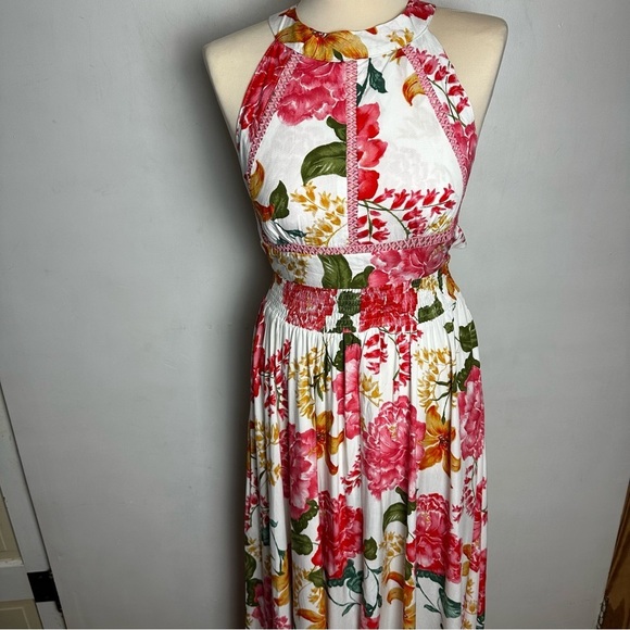 Abel The Label Dresses & Skirts - Abel The Label Floral Maxi Dress Women's Size Small Halter Pink Anthropologie